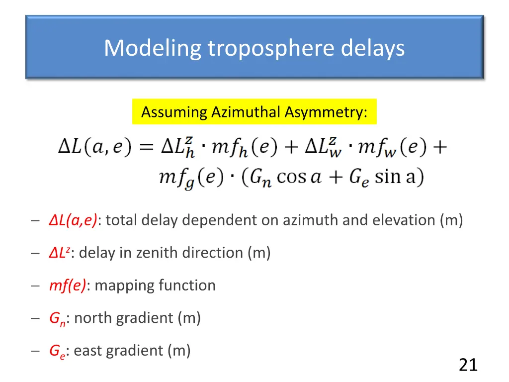 modeling troposphere delays 1