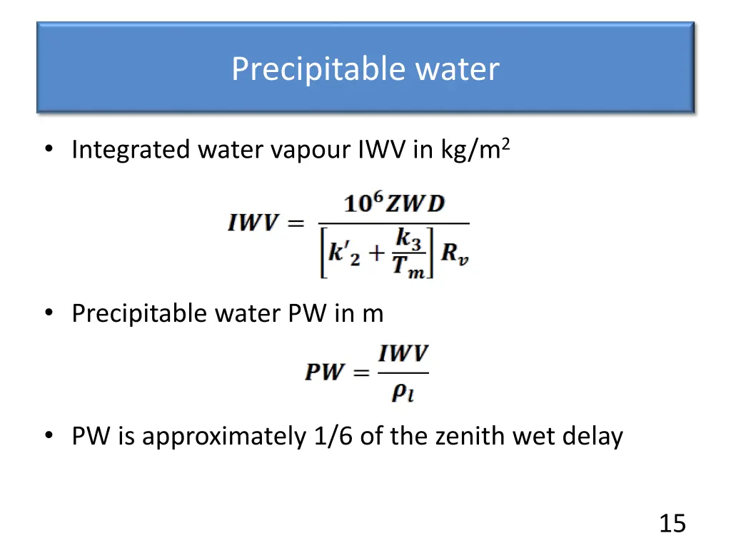 precipitable water