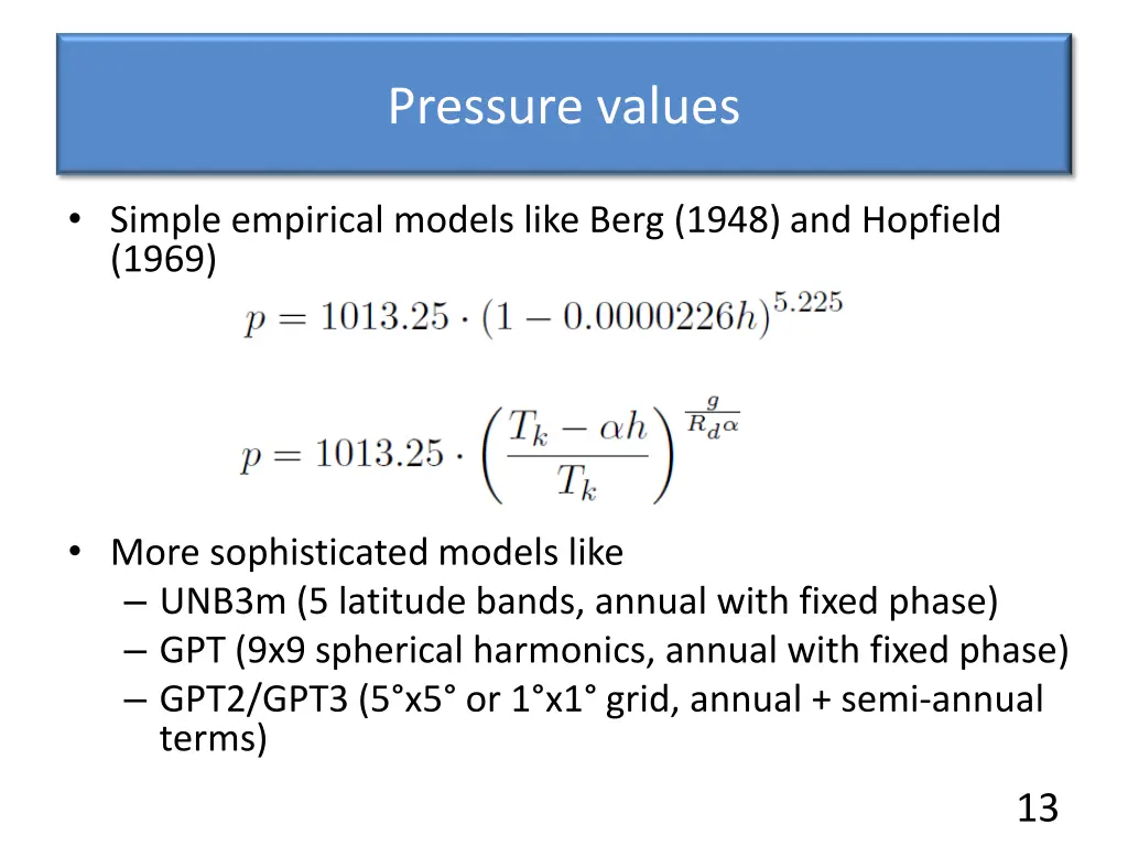 pressure values