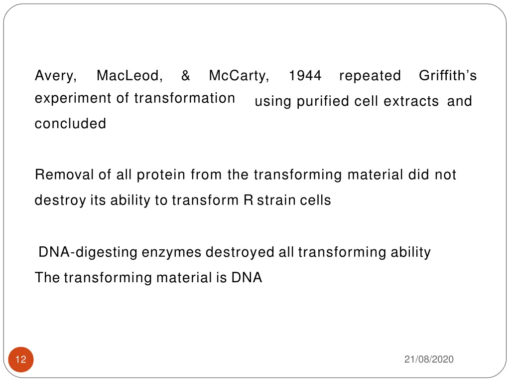 avery experiment of transformation