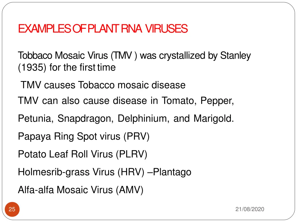 examples of plant rna viruses