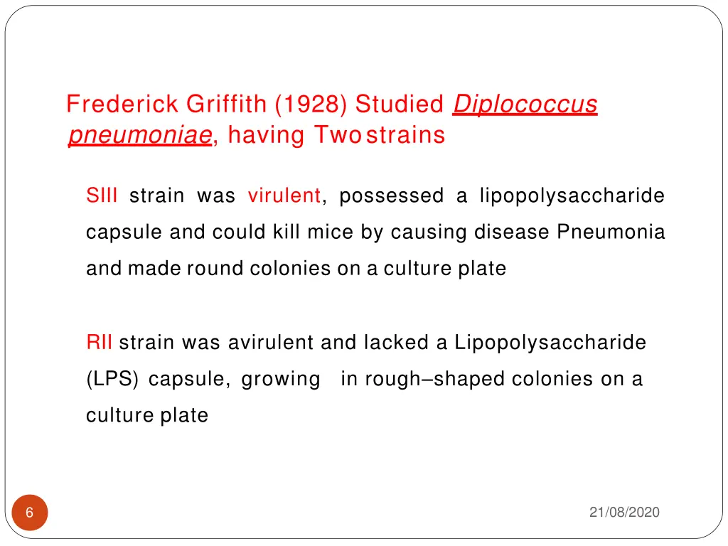 frederick griffith 1928 studied diplococcus