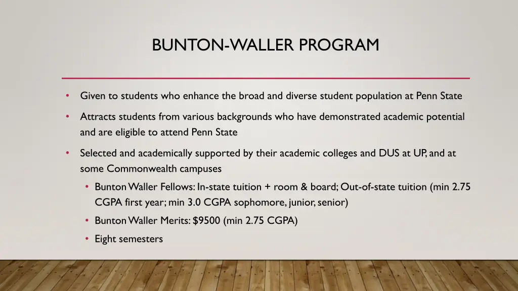 bunton waller program