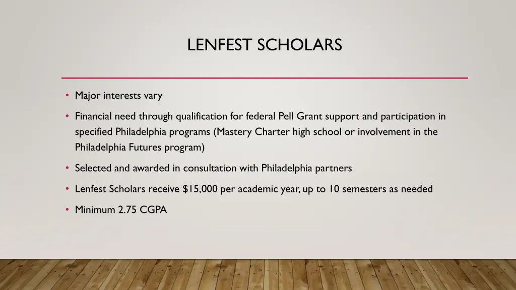 lenfest scholars