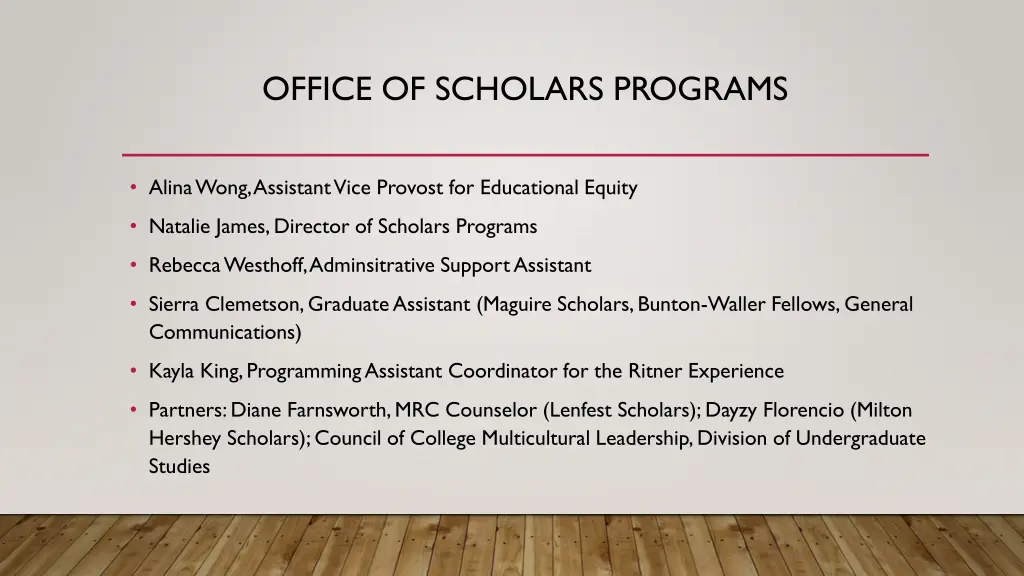 office of scholars programs