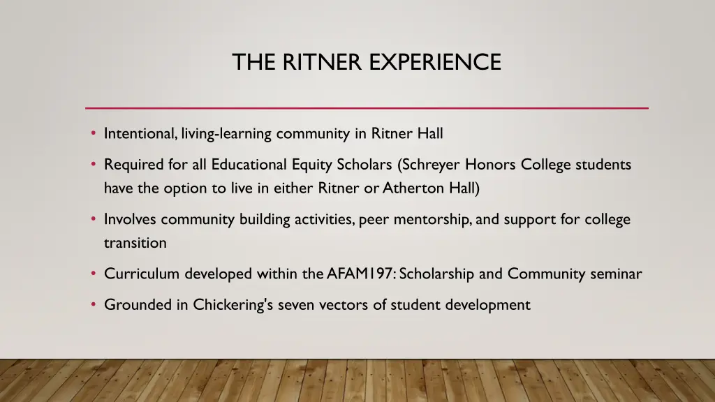 the ritner experience