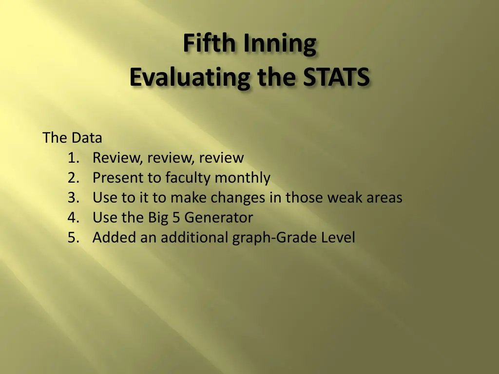 fifth inning evaluating the stats