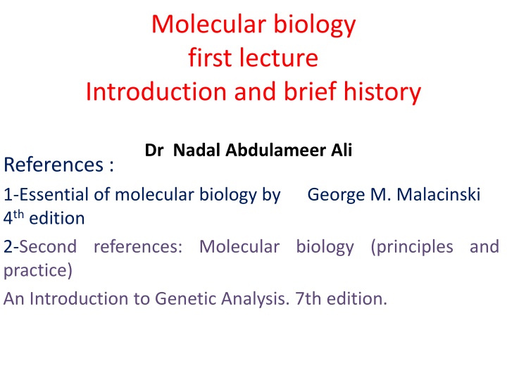 molecular biology first lecture introduction