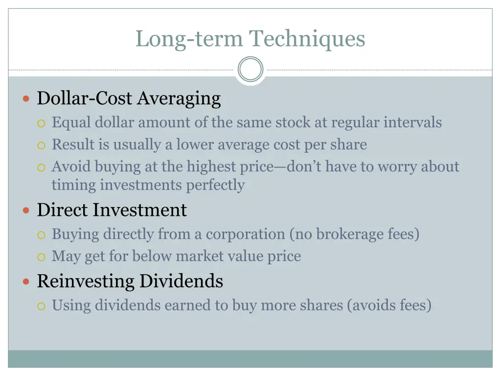 long term techniques 1