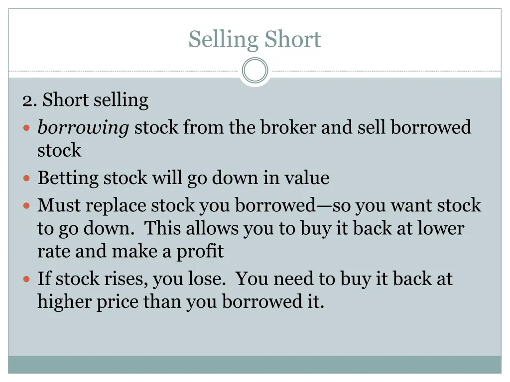 selling short