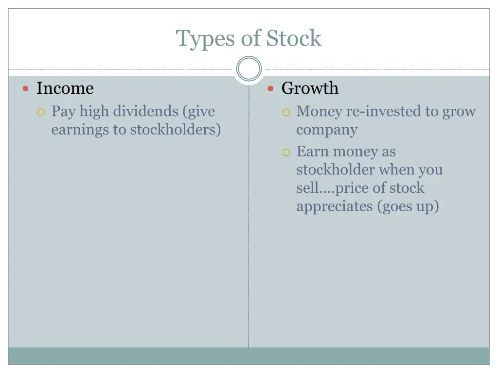 types of stock