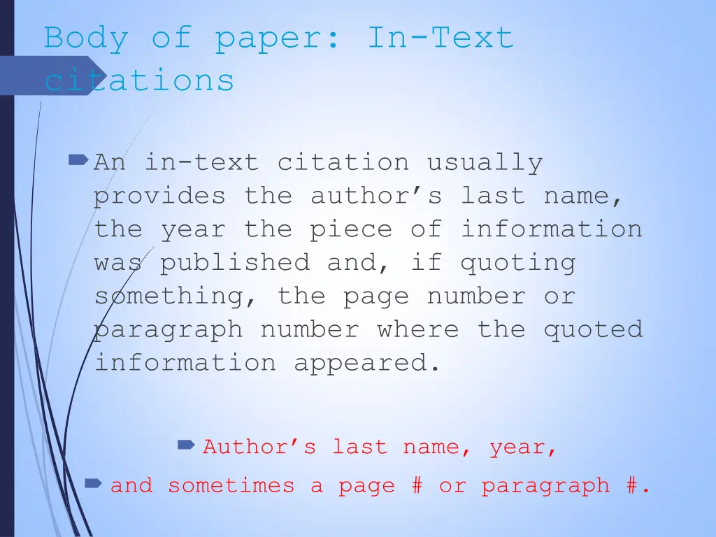 body of paper in text citations 2