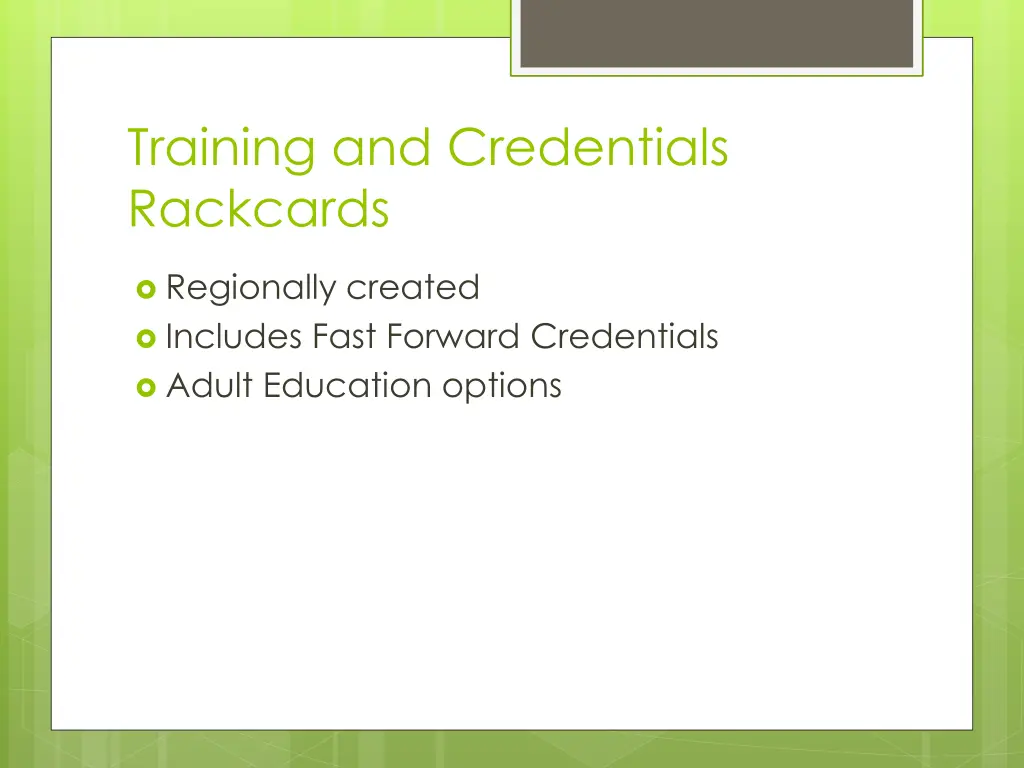 training and credentials rackcards