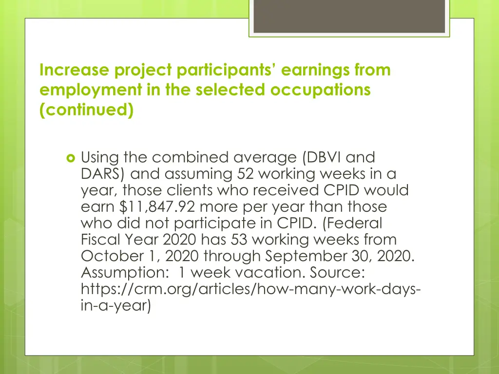 increase project participants earnings from