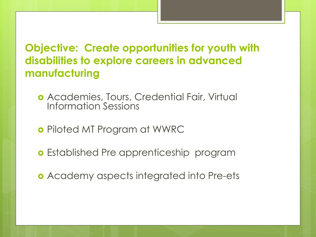 objective create opportunities for youth with