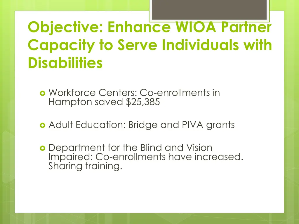 objective enhance wioa partner capacity to serve