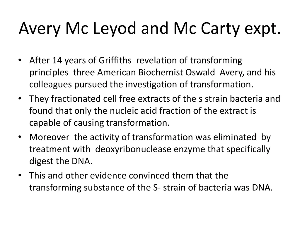 avery mc leyod and mc carty expt