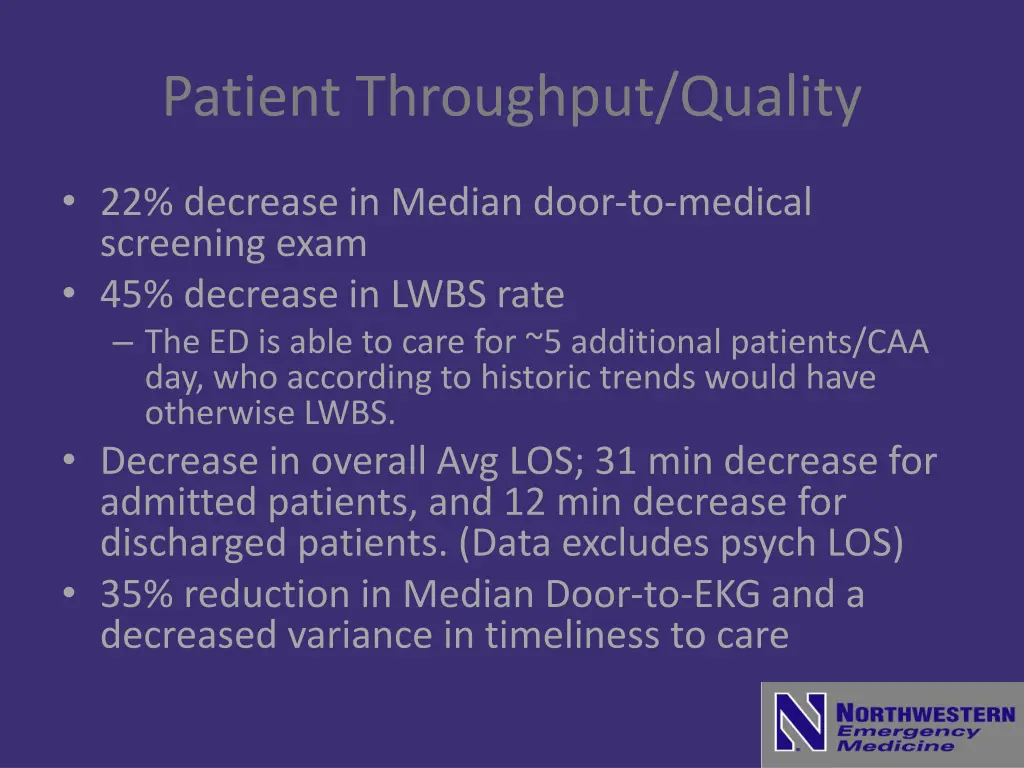 patient throughput quality