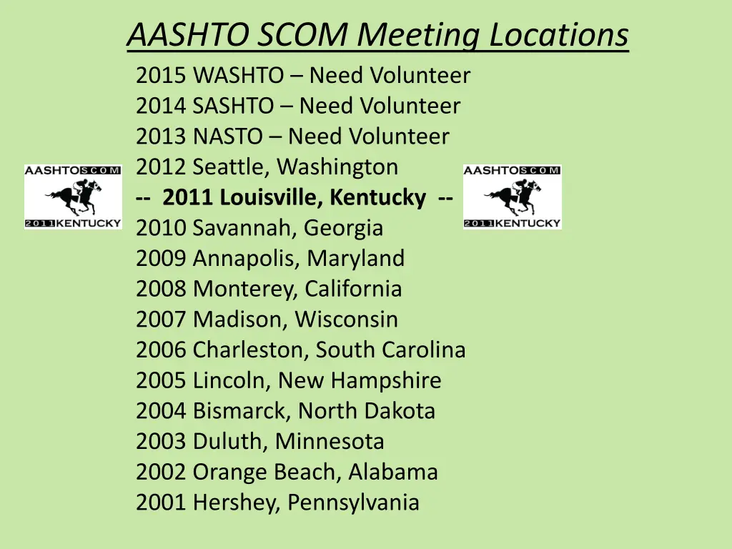 aashto scom meeting locations 2015 washto need