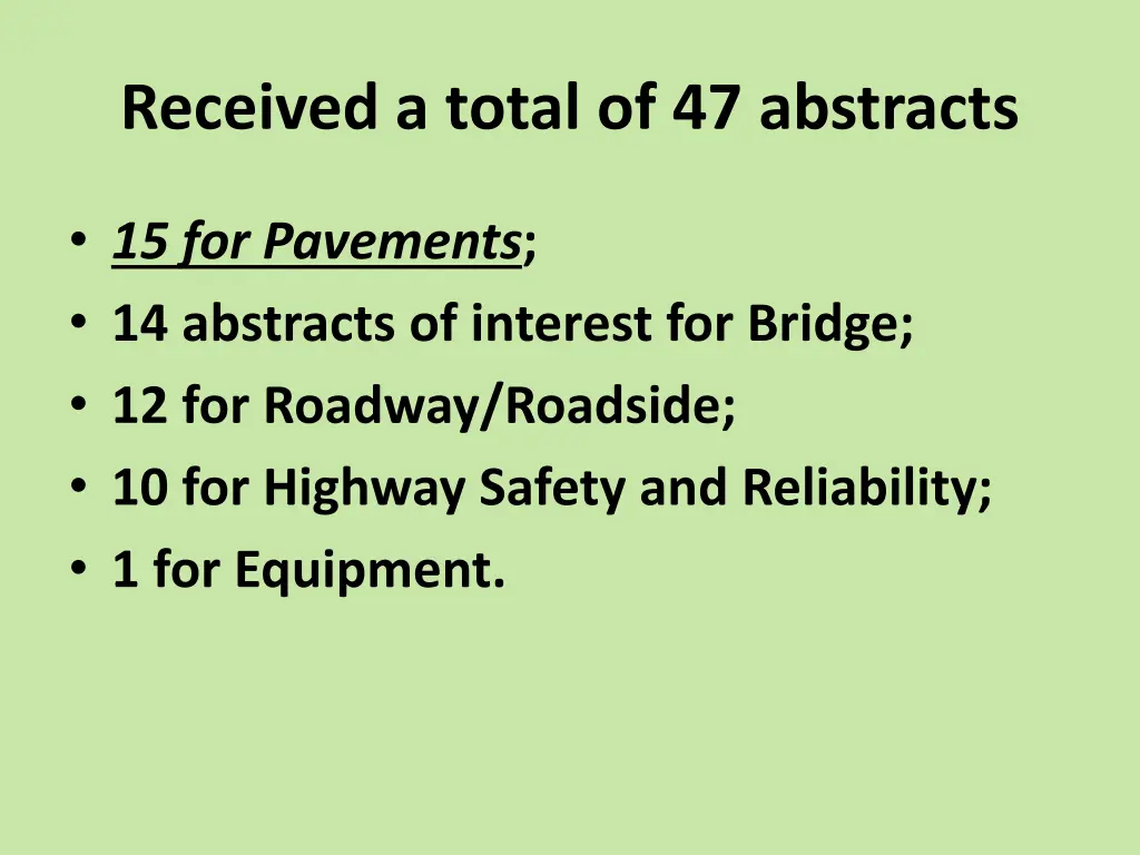 received a total of 47 abstracts