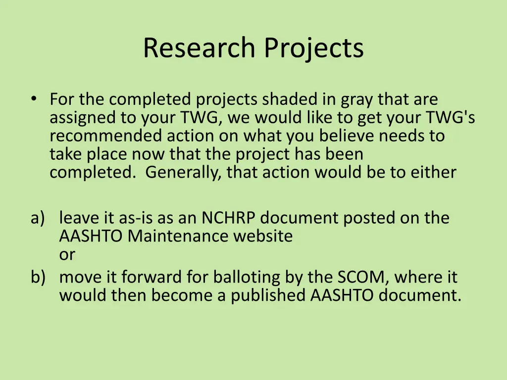 research projects