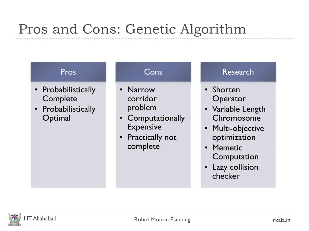 pros and cons genetic algorithm