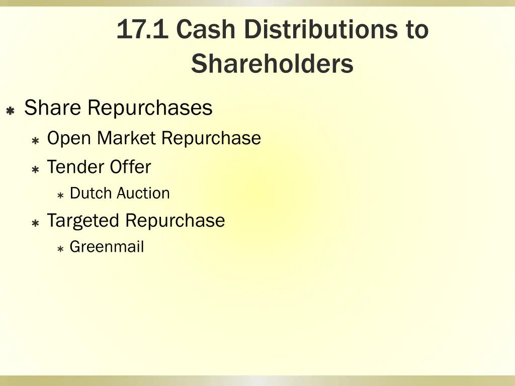 17 1 cash distributions to shareholders 3