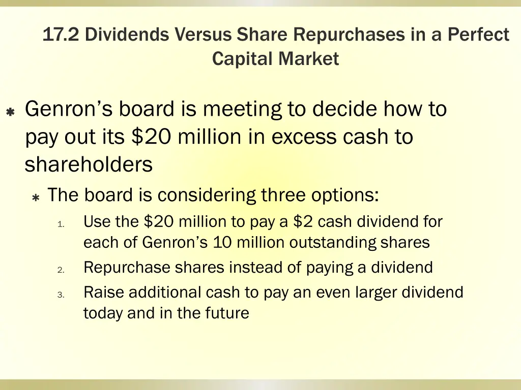 17 2 dividends versus share repurchases 1