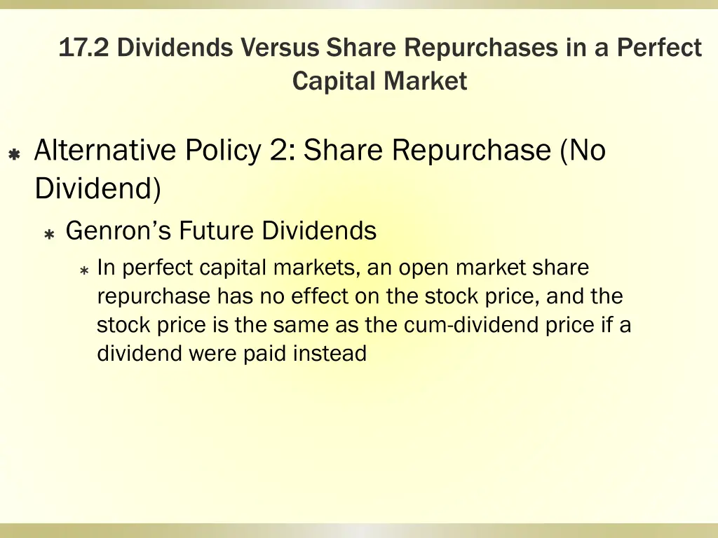 17 2 dividends versus share repurchases 10