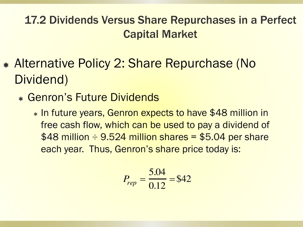 17 2 dividends versus share repurchases 9