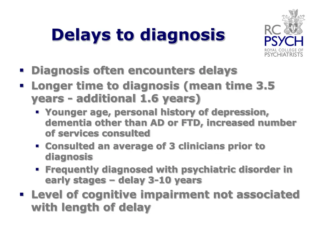 delays to diagnosis