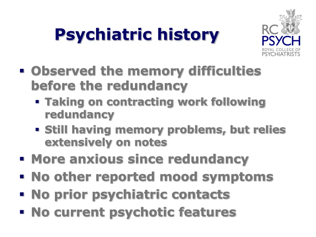 psychiatric history