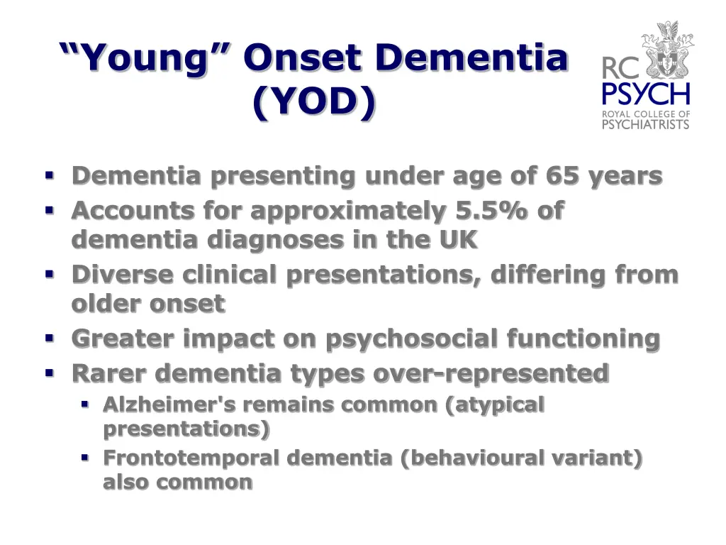 young onset dementia yod