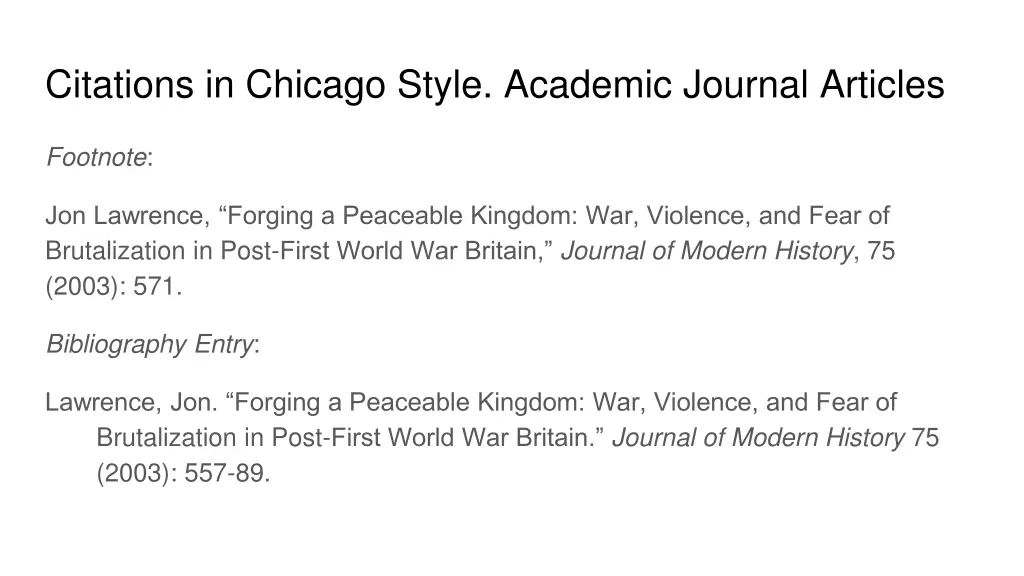 citations in chicago style academic journal