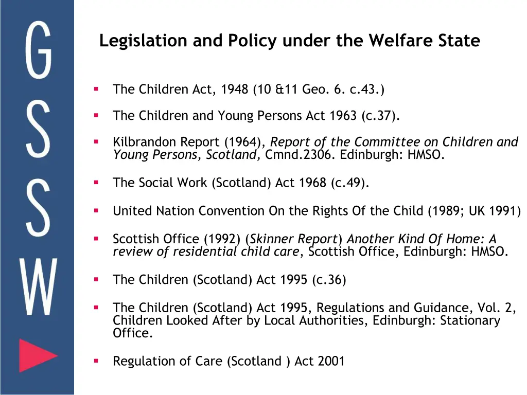 legislation and policy under the welfare state