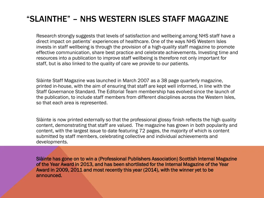 slainthe nhs western isles staff magazine