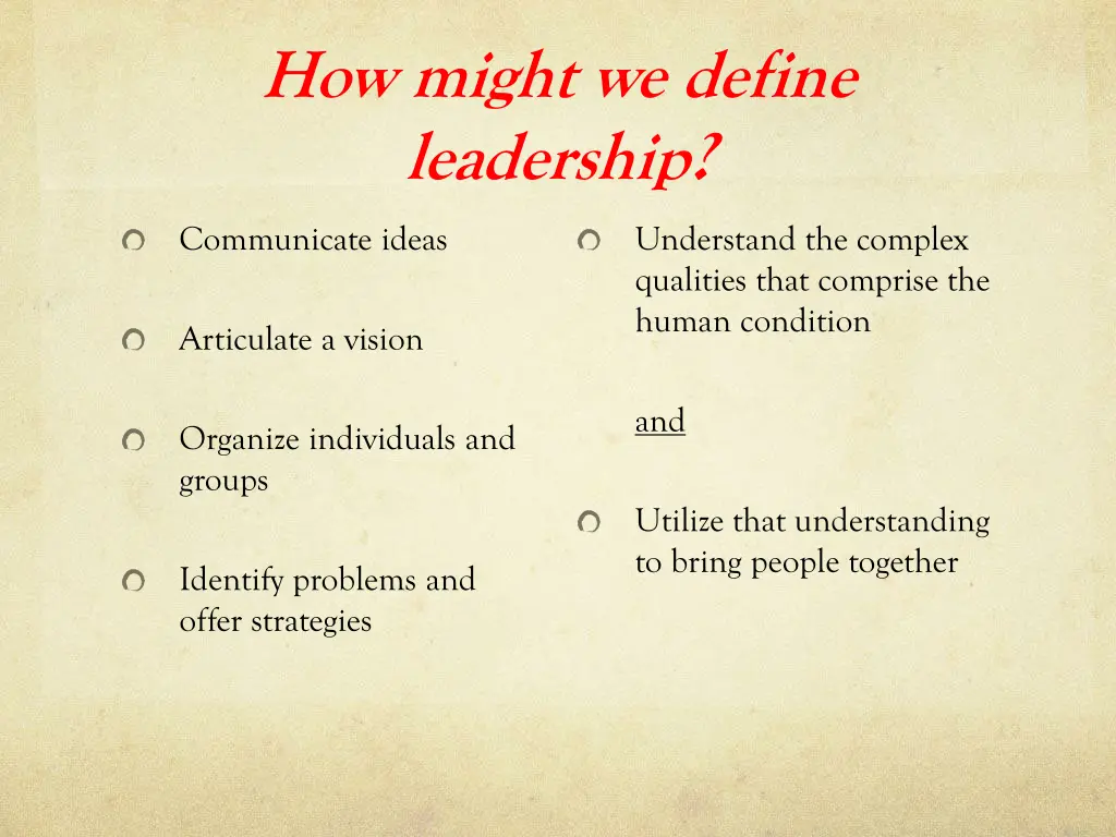 how might we define leadership