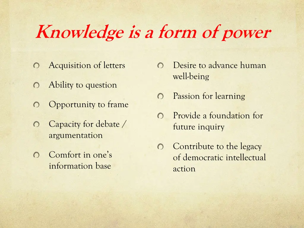 knowledge is a form of power