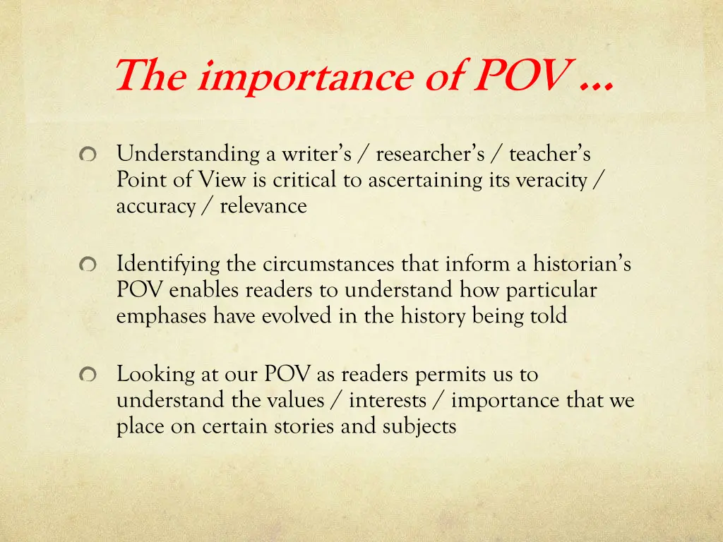 the importance of pov