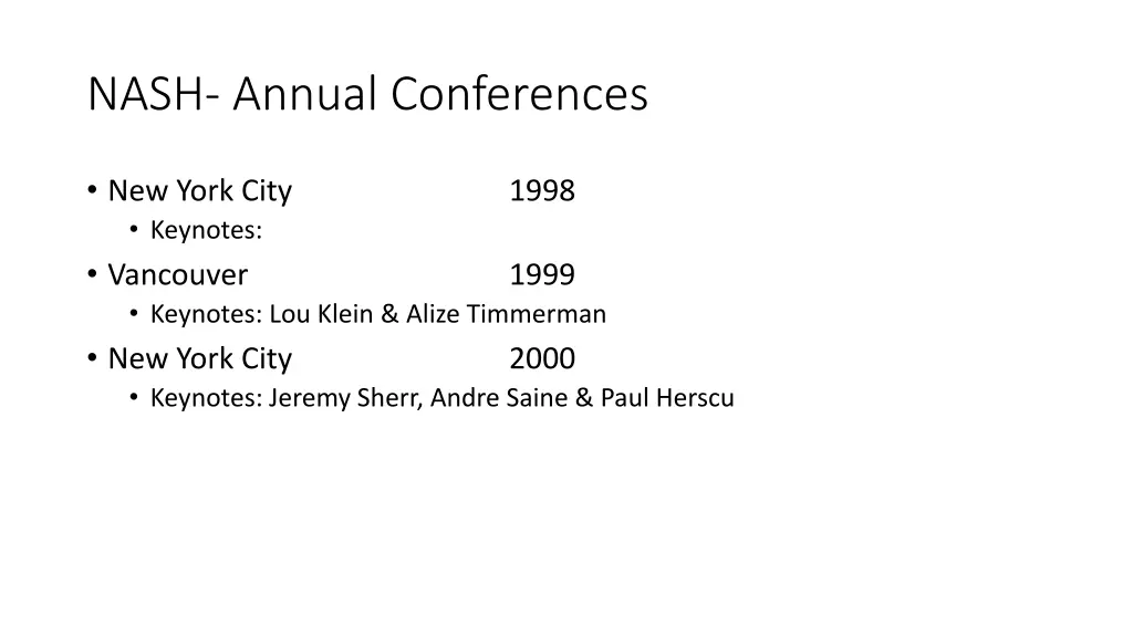 nash annual conferences