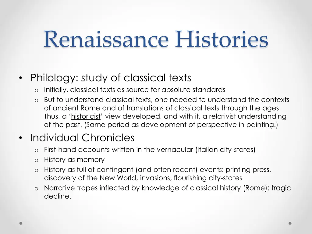 renaissance histories