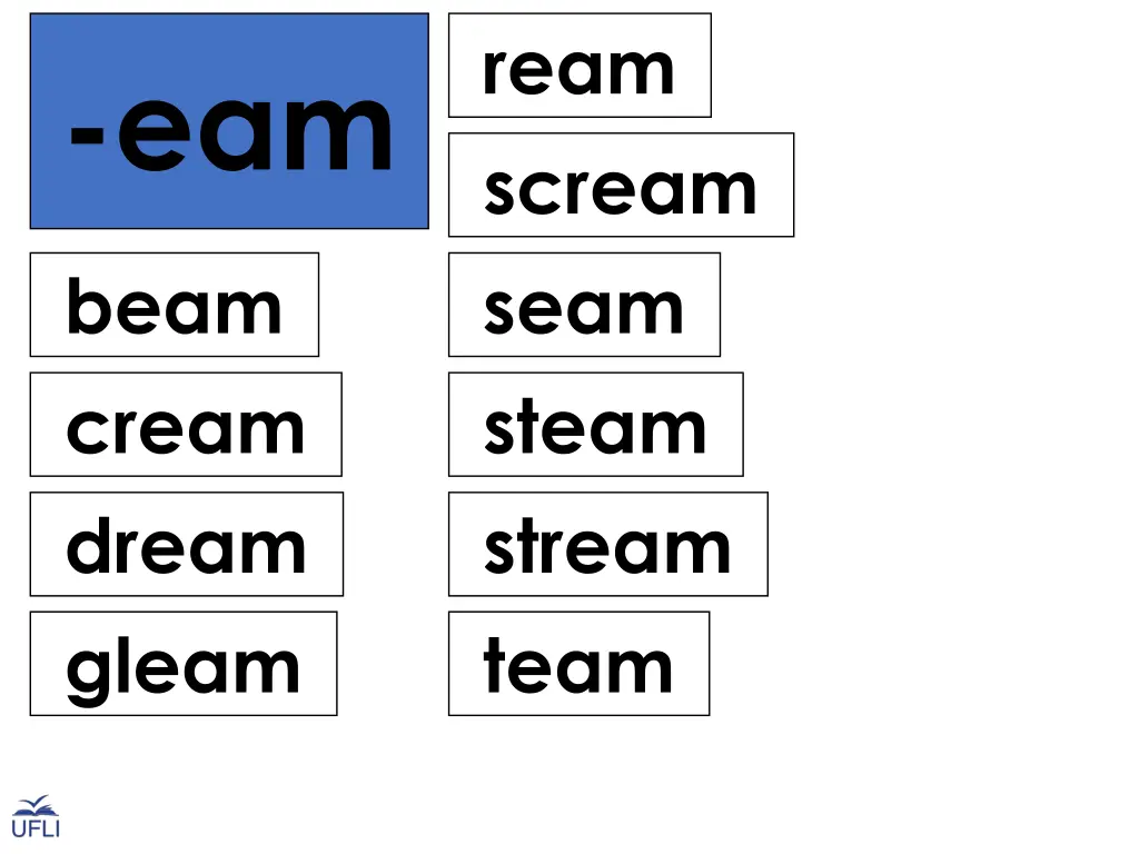 ream scream seam steam stream team