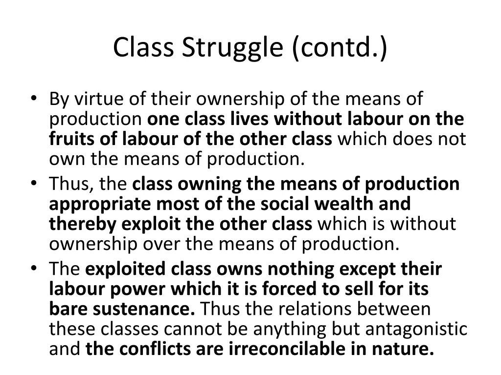 class struggle contd