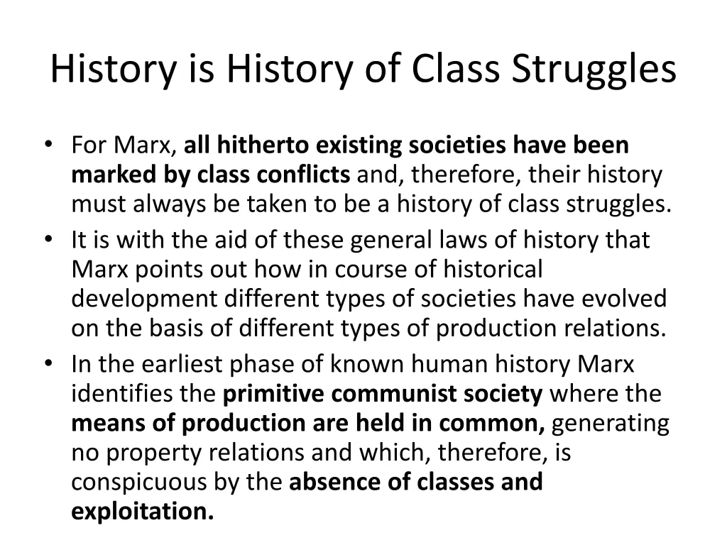 history is history of class struggles