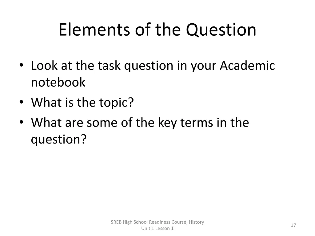 elements of the question