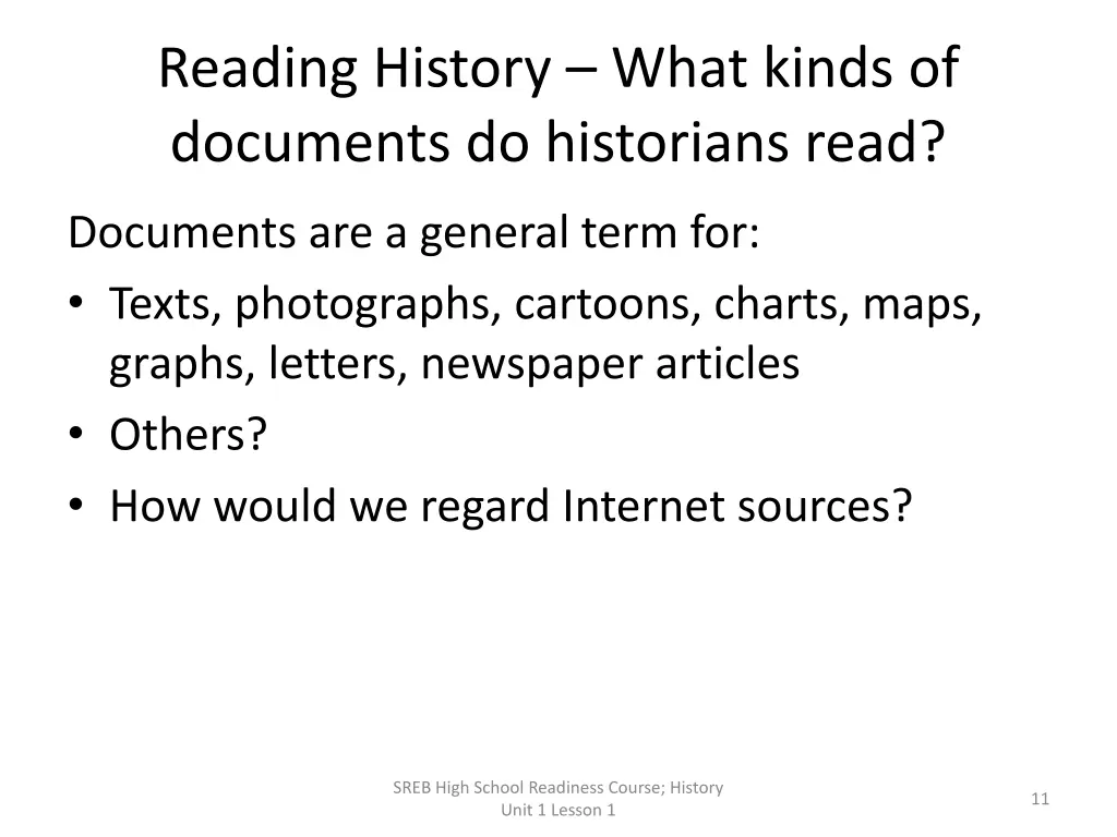 reading history what kinds of documents