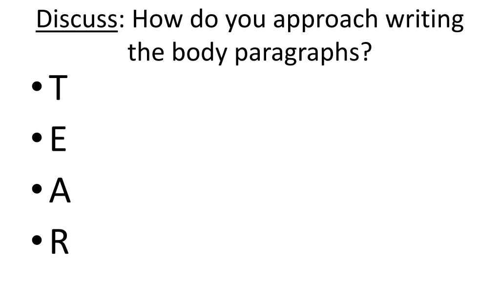 discuss how do you approach writing the body