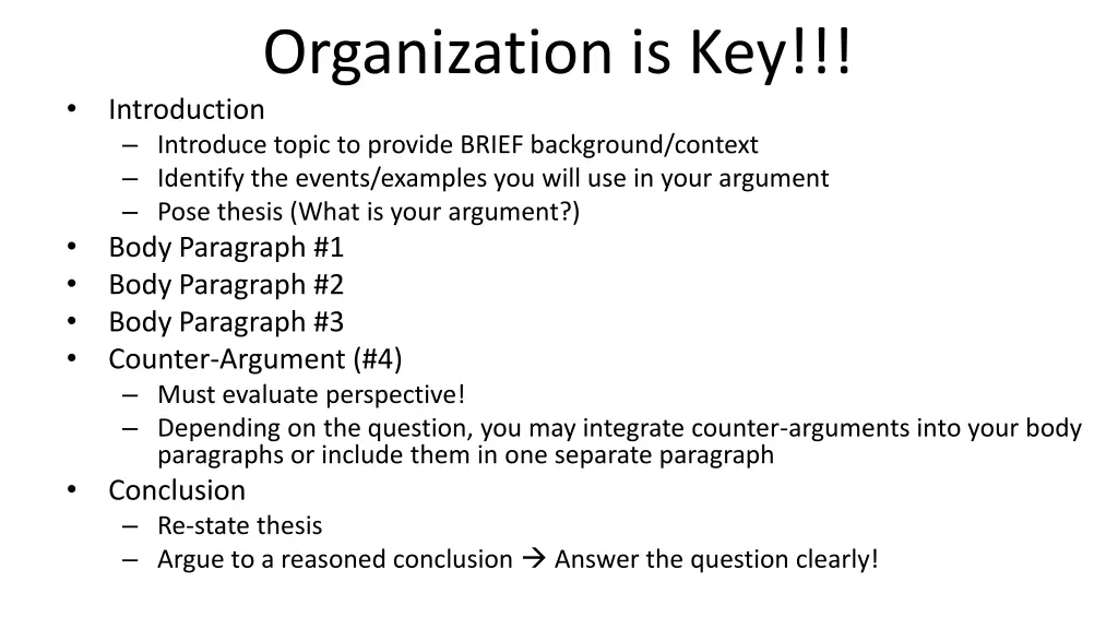 organization is key introduction introduce topic