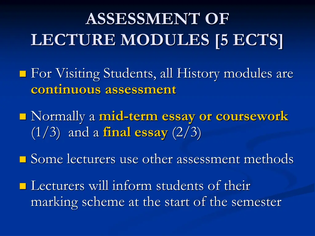 assessment of lecture modules 5 ects