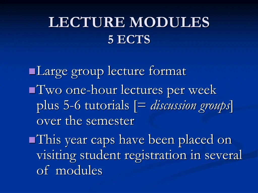 lecture modules 5 ects